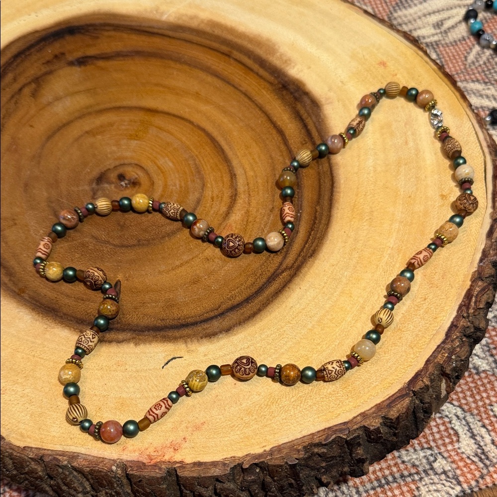 Handcrafted Earthy Geniune Stone Beaded Necklace